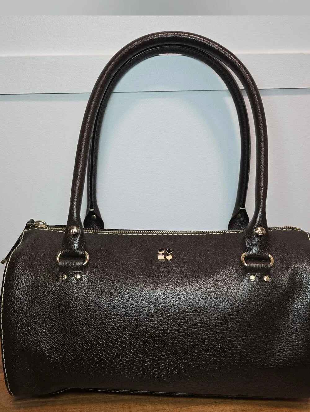 kate spade Vintage Brown Pebbled Leather Satchel with Gold Hardware